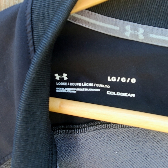 ๐ Black & Gray Large Under Armour Coldgear Zippered Windbreaker Running Jacket - Picture 5 of 16